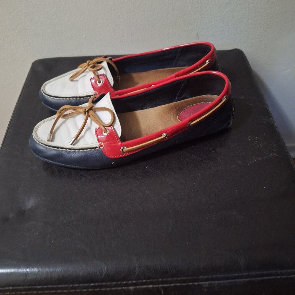 THREE COLOUR SPERRY LOAFERS.